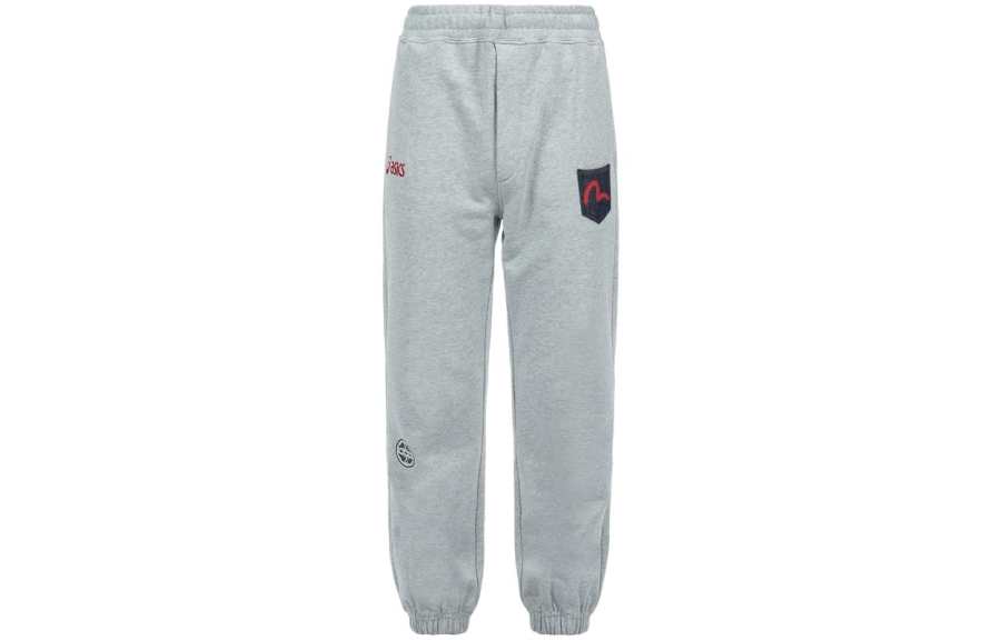 EVISU X ASICS Knitted Sweatpants Men's Heather Gray Moderate Cuffed Pants