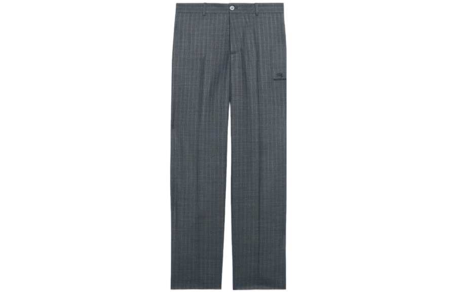 Balenciaga Casual Pants Men's Gray Moderate Wide Leg Pants