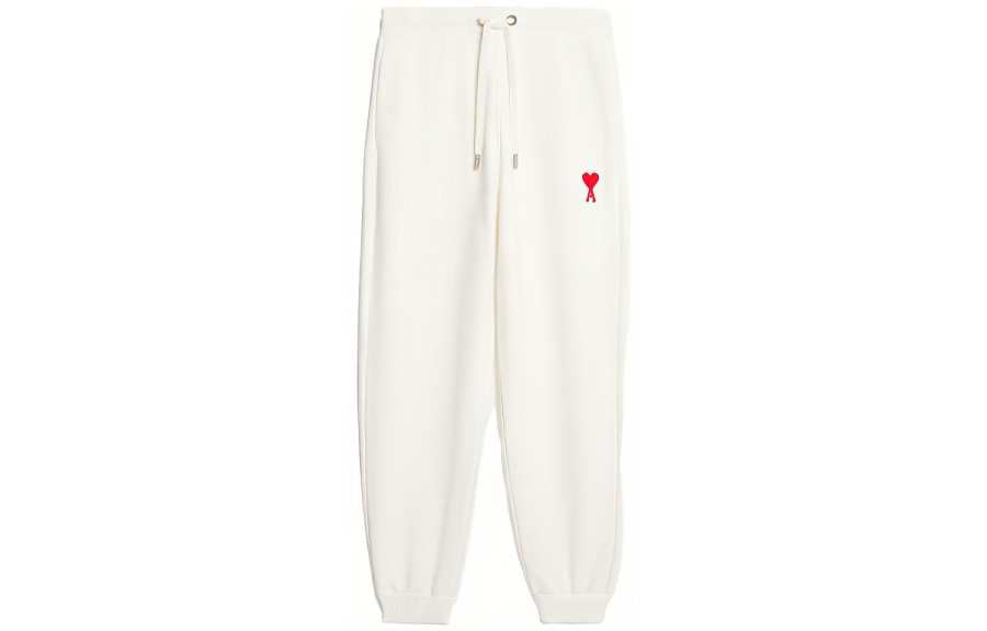 AMIPARIS Knitted Sweatpants Unisex White Moderate Cuffed Pants