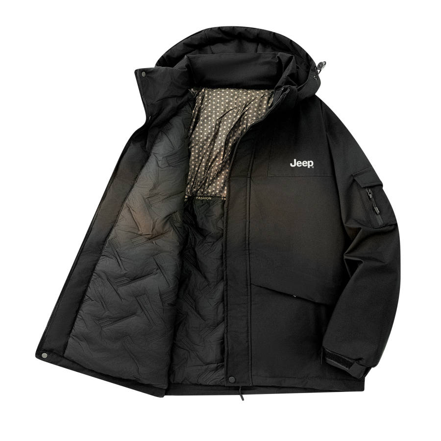 Jeep Puffer Jackets Unisex Detachable Hood Thickened Padded Puffer Jacket