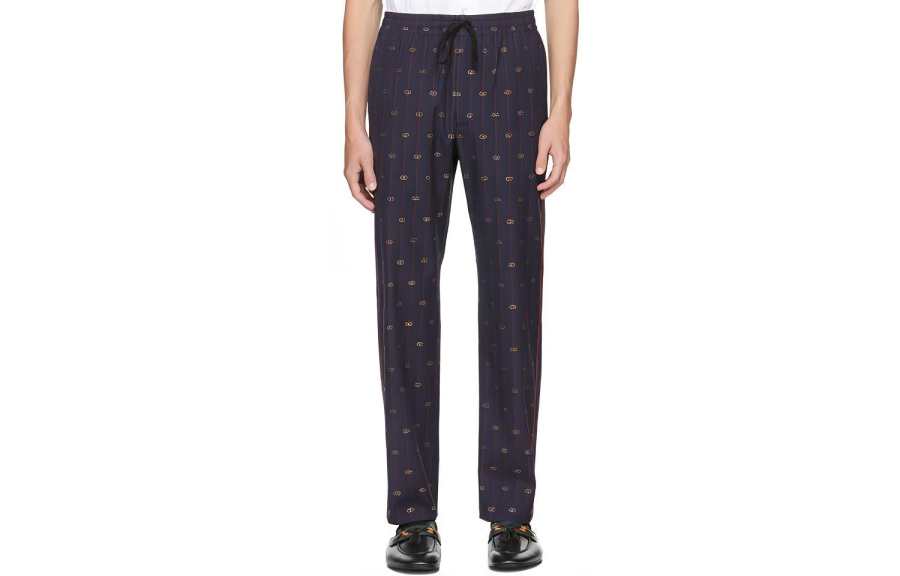 GUCCI Casual Pants Men's Marine Blue Moderate Straight Fit Pants