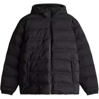 H&M Puffer Jackets Men's Black Hooded Moderate Puffer Jacket