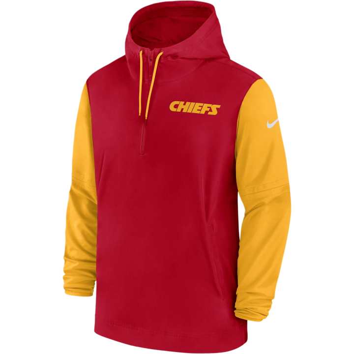 Nike Nike Kansas City Chiefs Sideline Pre Game Player Men's Nike Nfl 1/2 Zip Hooded Jacket
