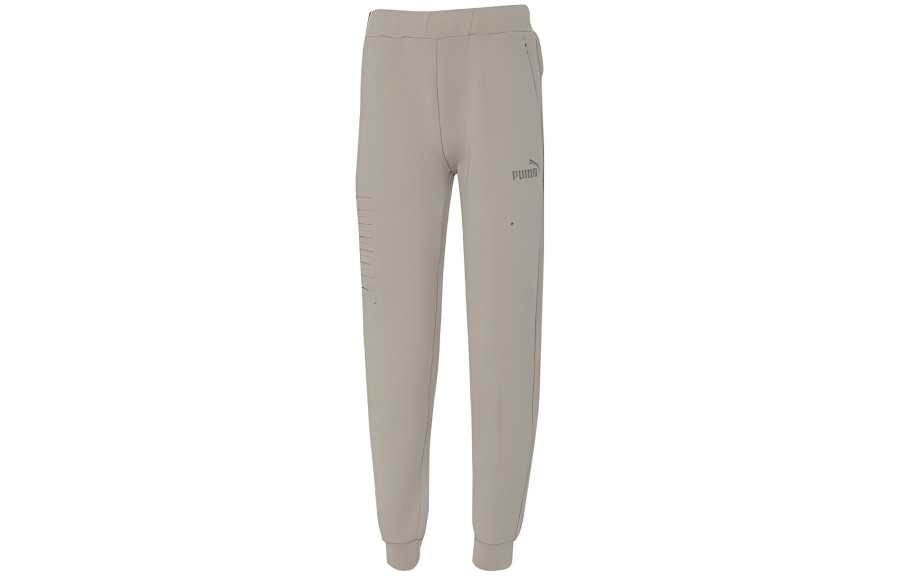 PUMA Knitted Sweatpants Unisex Khaki Moderate Cuffed Pants