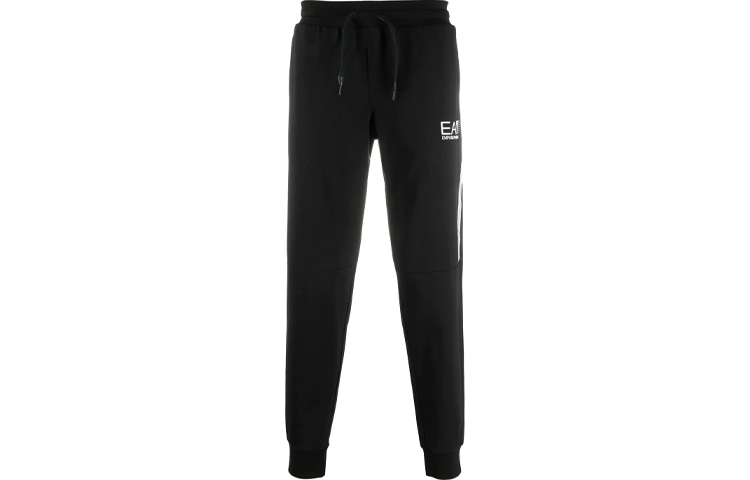 EMPORIO ARMANI Casual Pants Men's Black Moderate Cuffed Pants