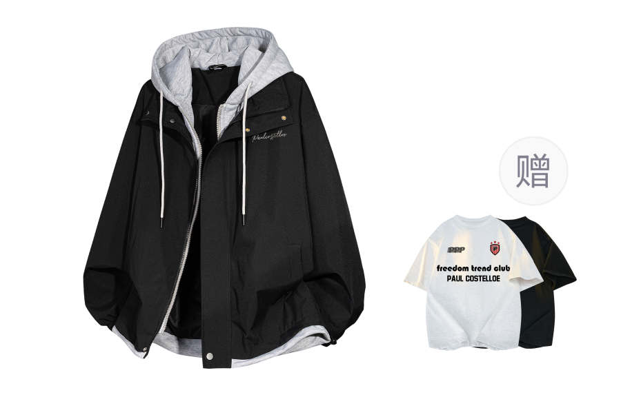 PAUL COSTELLOE Jackets Unisex Hooded Moderate Mock Two Piece