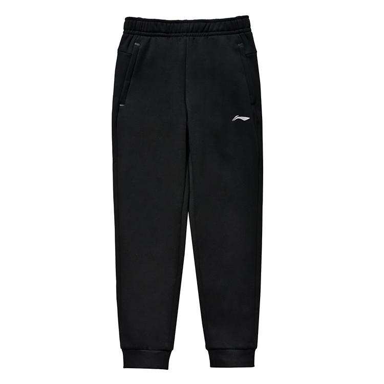 Li-Ning Li Ning Brand Logo Print Thickened And Fleece Lined Thermal Elastic Cuff Knitted Sweatpants Men's Black