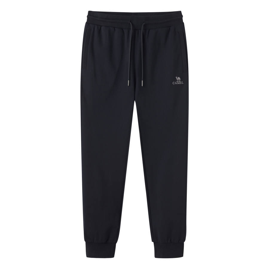 CAMEL CAMEL 100% Cotton Breathable Micro Stretch Sweatpants With Lace Up Elastic Cuff Knitted Design Men's