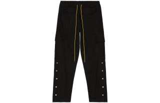 RHUDE Casual Pants Men's Black Moderate Straight Fit Pants