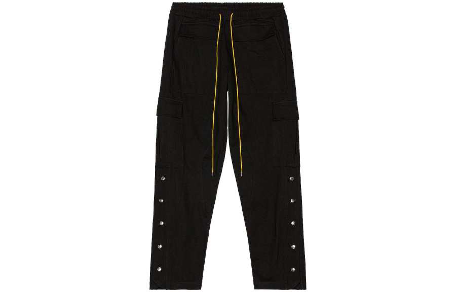 RHUDE Casual Pants Men's Black Moderate Straight Fit Pants