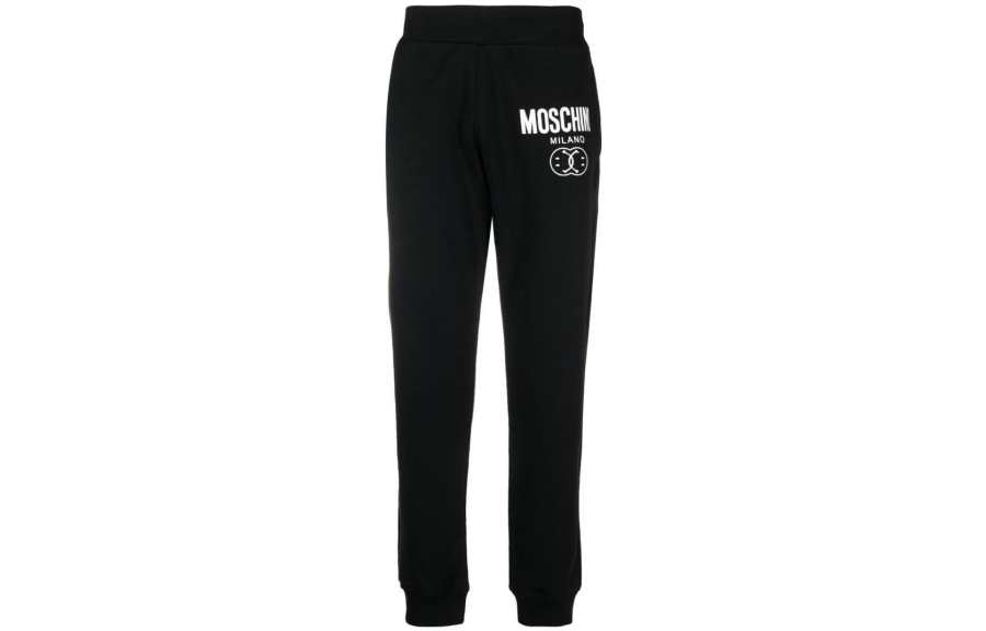 MOSCHINO Knitted Sweatpants Men's Black Moderate Cuffed Pants