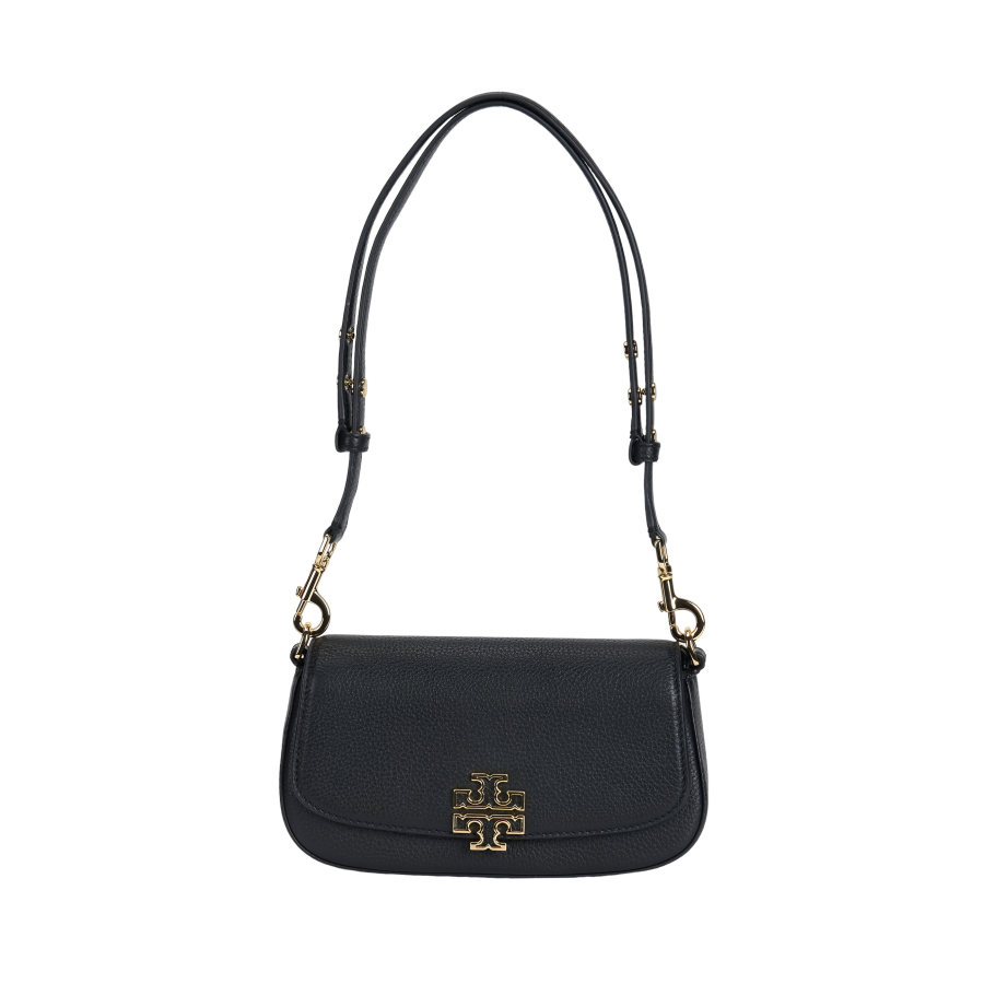 TORY BURCH Britten Flap Closure Cow Leather Crossbody Bags Small Women's Black/Black Gold