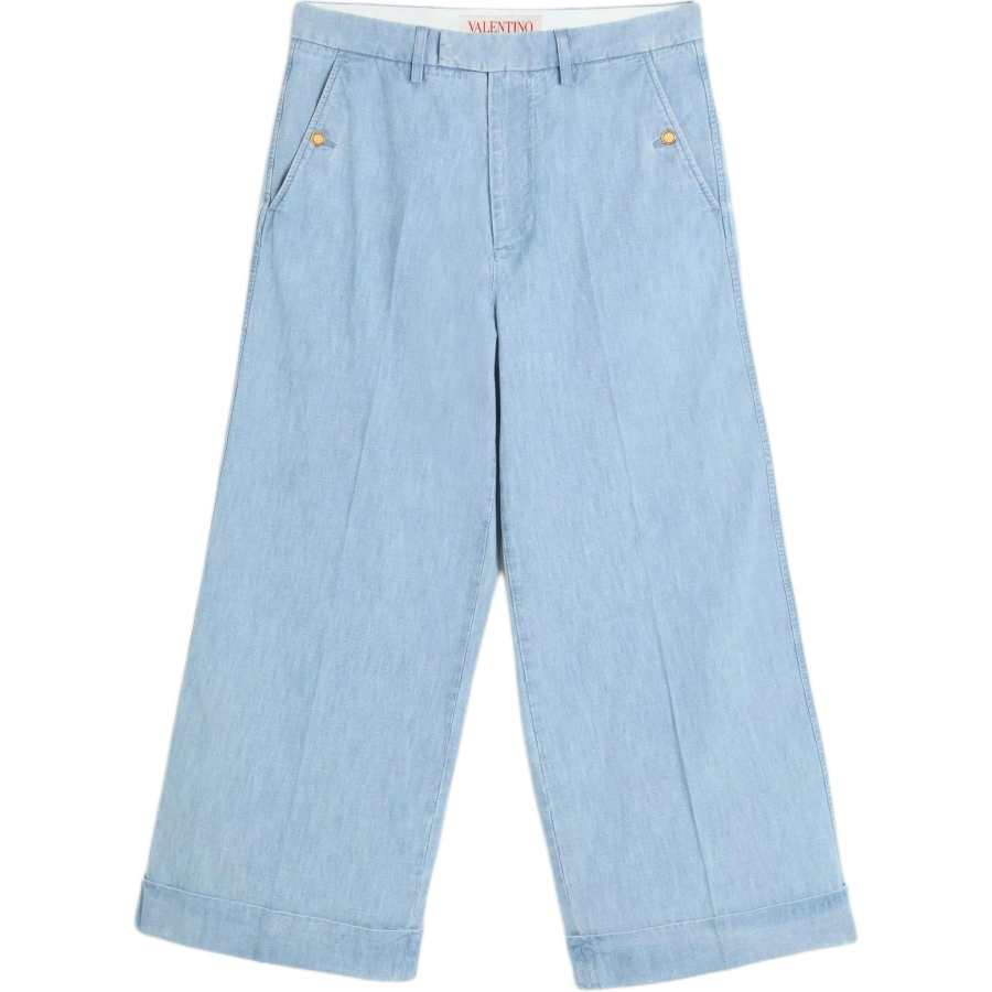 Valentino Button Detailed Wide Leg Jeans