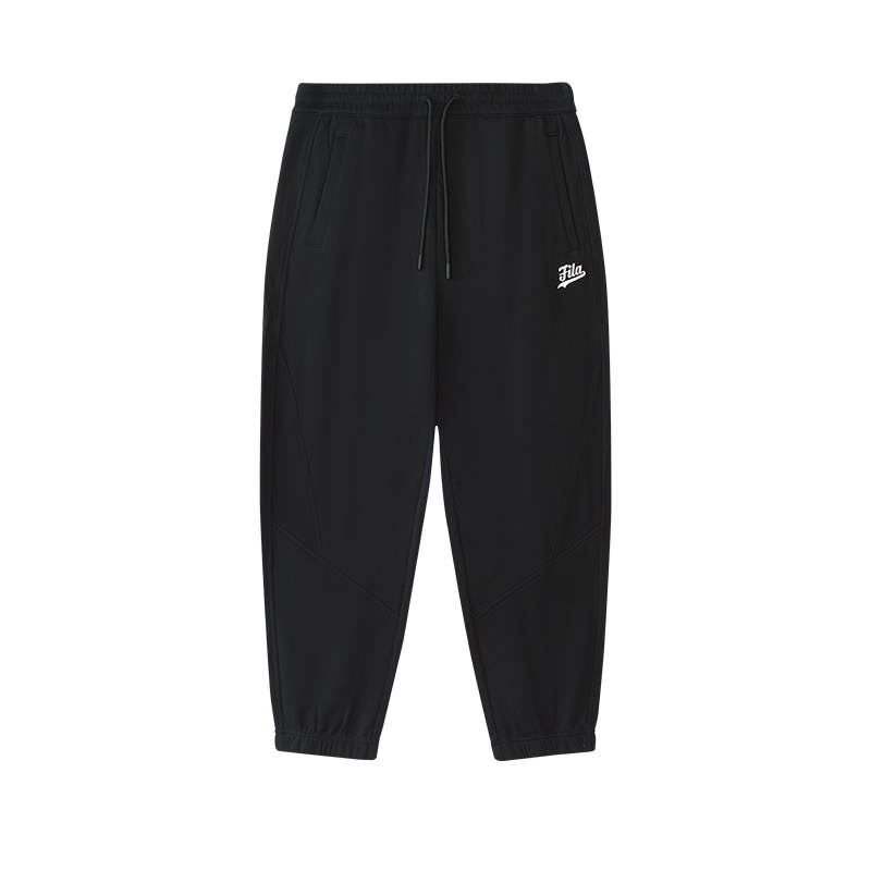 FILA FUSION Knitted Sweatpants Men's Jet Black Moderate Cuffed Pants
