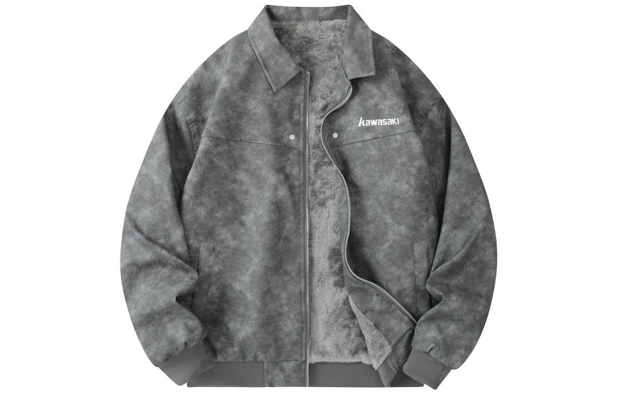 Kawasaki Leather Jackets Unisex Lapel Thickened