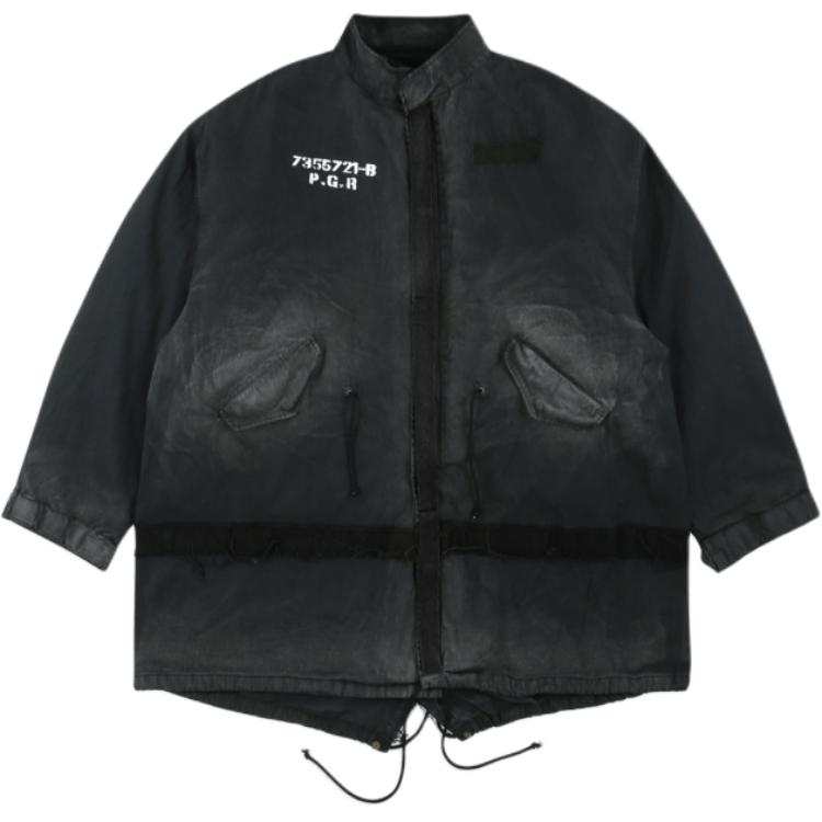 GRAILZ Parka Coats Unisex Black Stand Collar Moderate