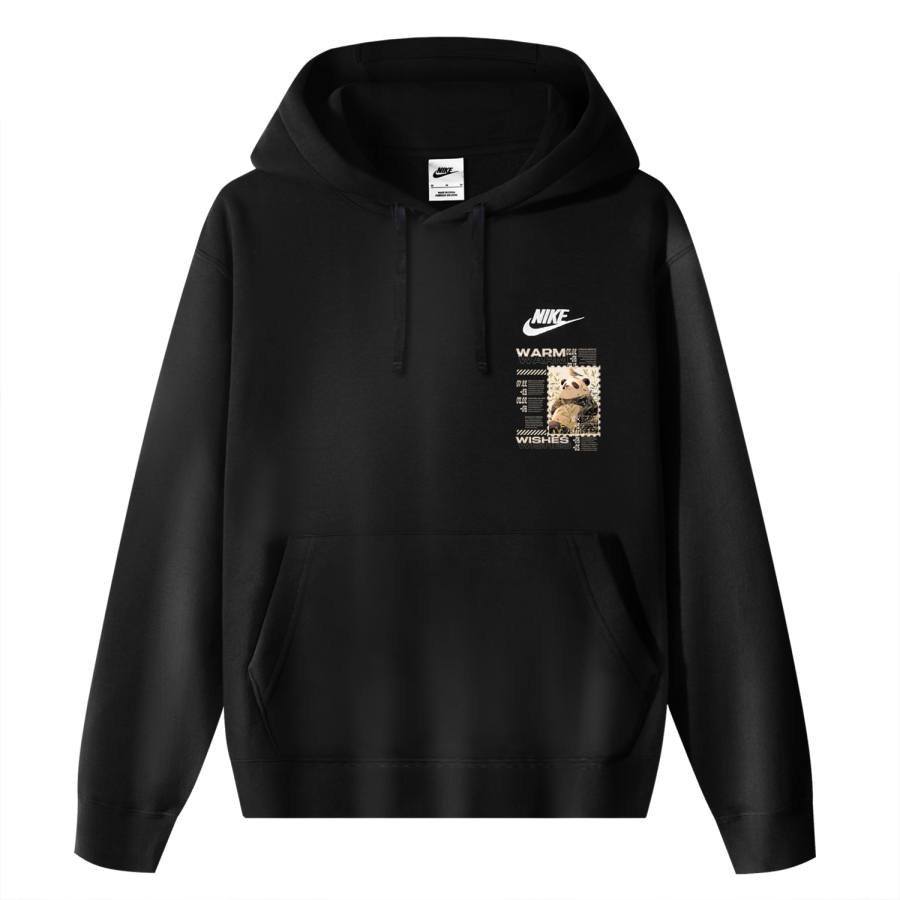 Nike Nike Sportswear ClubCNY Fleece Bamboo Bird Panda Thermal Pullover Fleece Lined Hooded Sports Sweatshirt Unisex Black