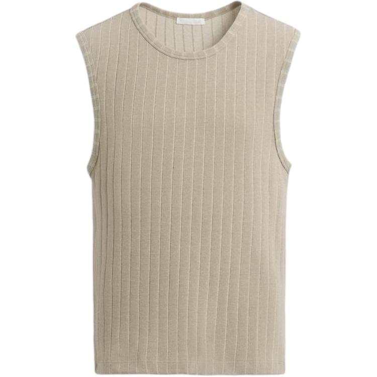 ZARA Tank Tops Men's Beige Crew Neck Moderate Other