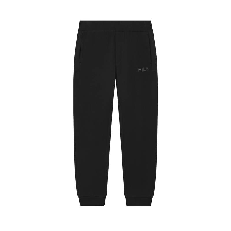FILA Knitted Sweatpants Men's Jet Black Moderate Cuffed Pants