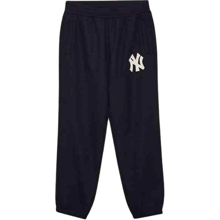 New Era FW24 MLB New York Yankees, Loose Fit Cuffed Waist Logo Thickened Casual Knitted Sweatpants Unisex Black
