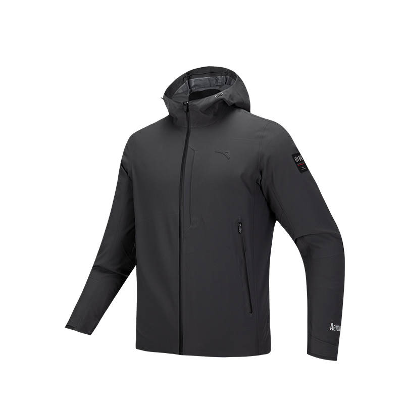 Anta Variety Training Collection Waterproof And Wear resistant Windbreaker Jacket Men's Smoke Black Gray