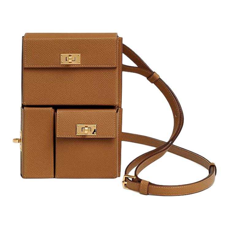 HERMES Epsom Leather Shoulder Bag, Crossbody Bag Women's 37 Gold Brown