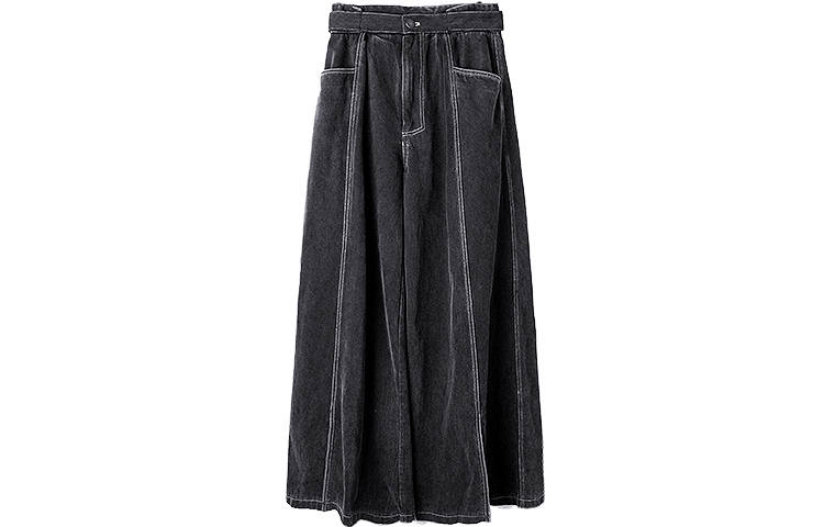 HUANXIANGZHE Casual Pants Unisex Black Thickened Wide Leg Pants