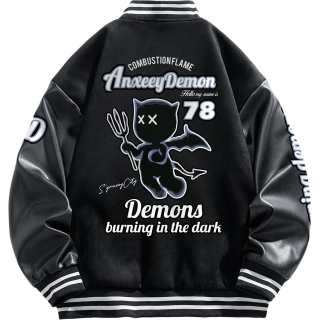 Qnxeey Baseball Jerseys Unisex Baseball Collar Thickened And Fleece Lined Straight Fit
