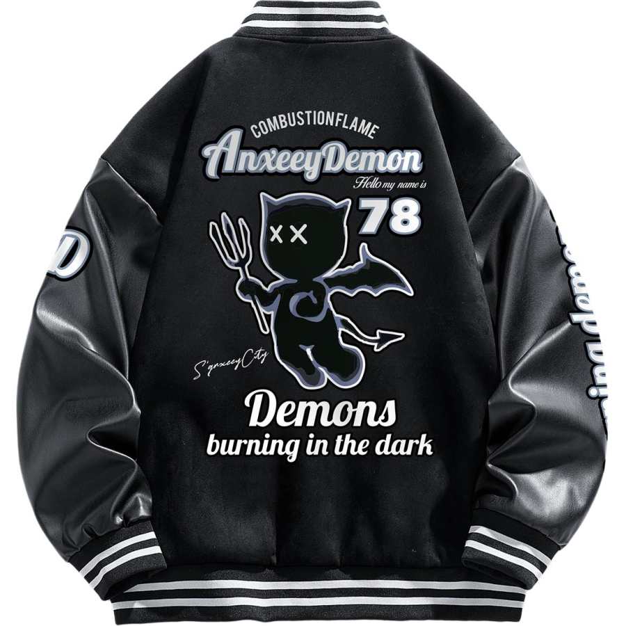 Qnxeey Baseball Jerseys Unisex Baseball Collar Thickened And Fleece Lined Straight Fit