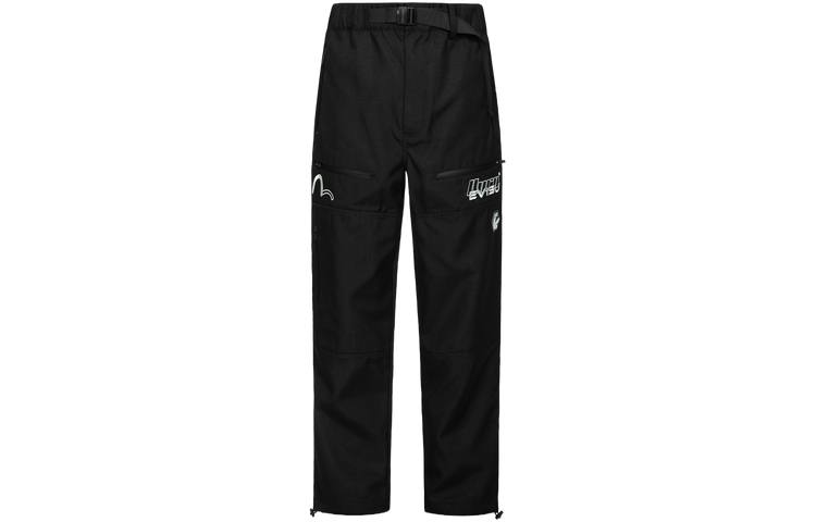 EVISU Casual Pants Men's Black Moderate Wide Leg Pants