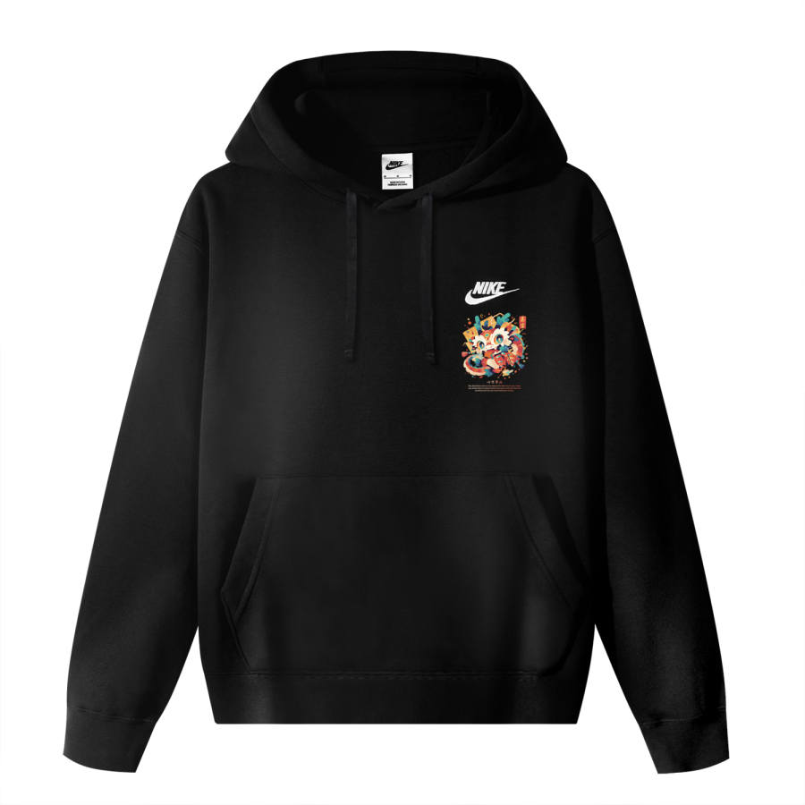 Nike Nike Sportswear ClubCNY Fleece Jacquard Dragon Hooded Pullover Long Sleeved Sweatshirt Unisex Black