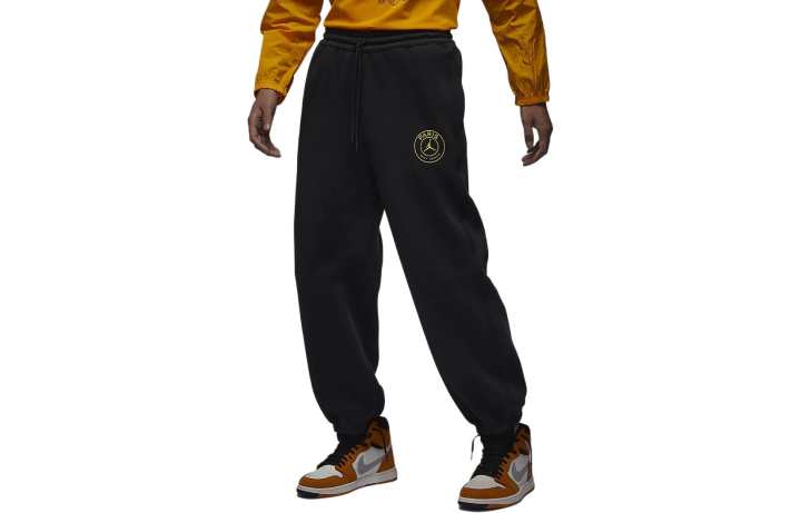 Jordan Jordan x PSG SS24 Paris Saint Germain, Letter Lace Up Casual Elastic Cuff Fleece Lined Knitted Sweatpants Men's Black