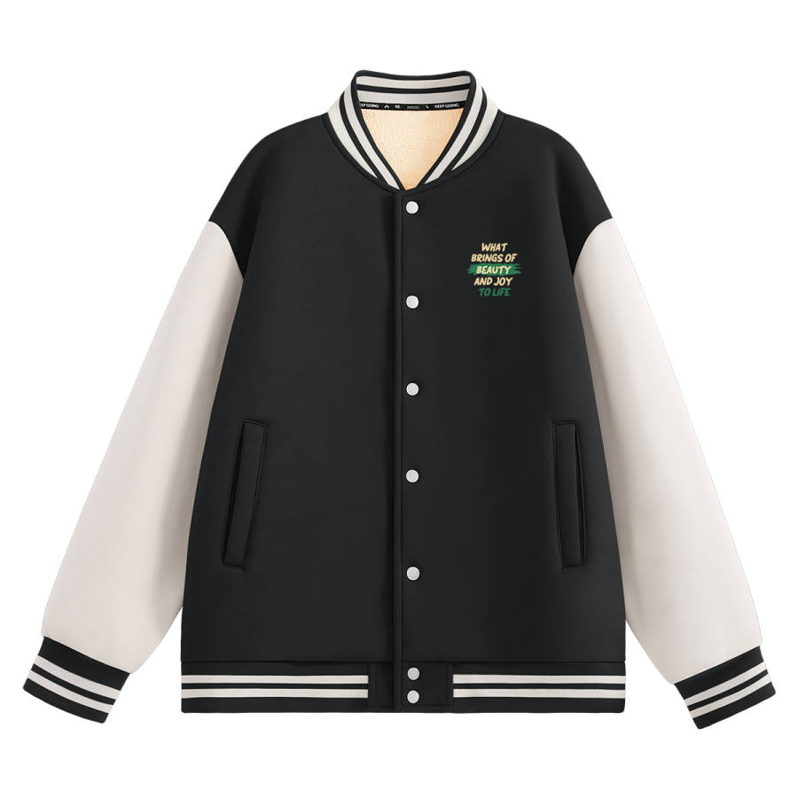 MINISO Baseball Jerseys Unisex Baseball Collar Thickened And Fleece Lined Straight Fit
