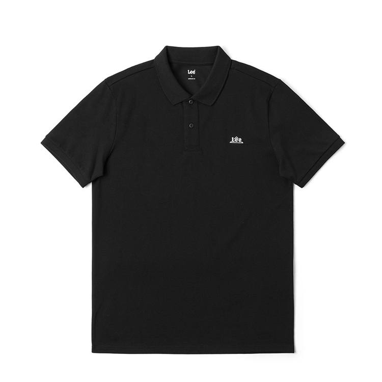 Lee Polo Shirts Men's Black Lapel Moderate Straight Fit