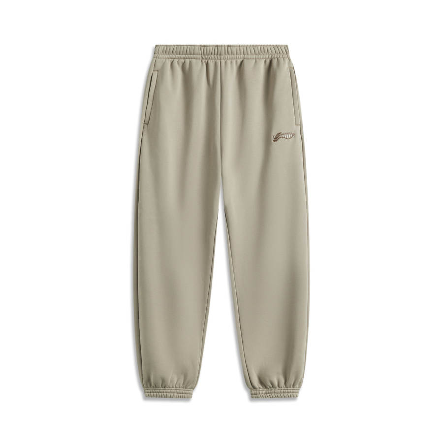 Li-Ning Li Ning Fitness Series Loose Fit Fleece Lined Thermal Elastic Cuff Knitted Sweatpants Men's Muted Grass