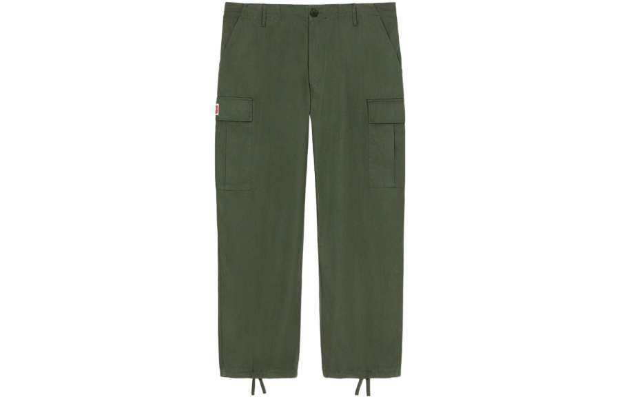 KENZO Casual Pants Men's Army Green Moderate Straight Fit Pants