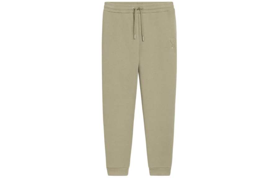 AMIPARIS Same Color Heart Thermal Fleece Lined Drawstring Sweatpants Casual Pants Unisex Gray Green