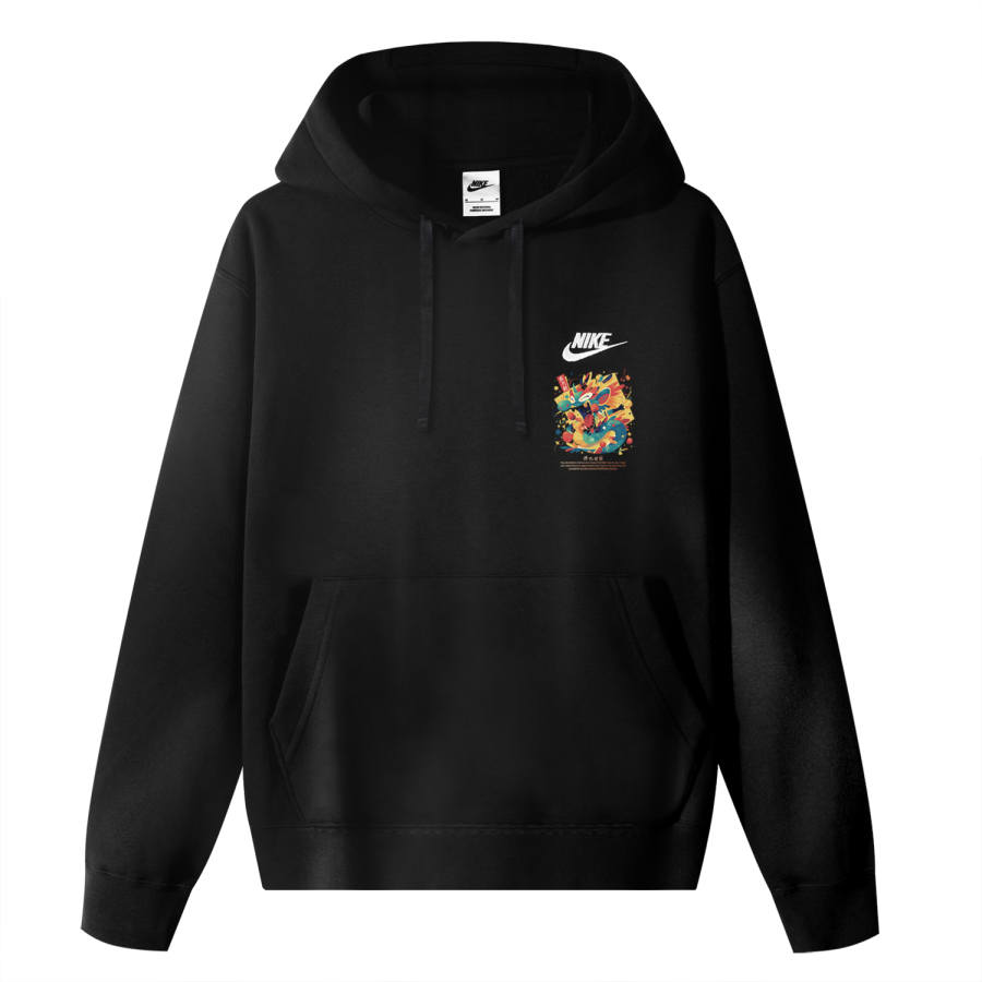 Nike Nike Sportswear ClubCNY Fleece Lined Prosperity Azure Dragon Thermal Pullover Hooded Sports Sweatshirt Unisex Black