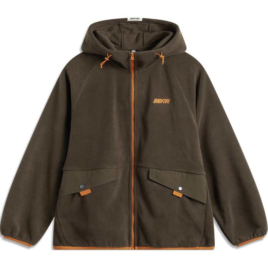 Li-Ning Li Ning BADFIVE Comfortable Casual Hooded Zippers Fleece Lined Loose Fit Minimalist Style Jackets & Coats Men's