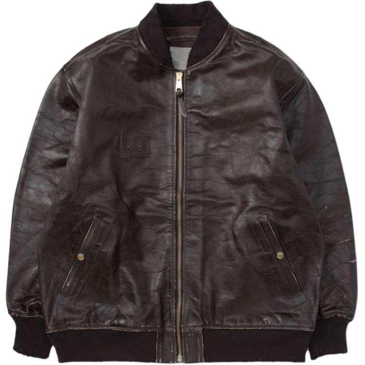 MADNESS MADNESS Leather Jacket Unisex Red Brown