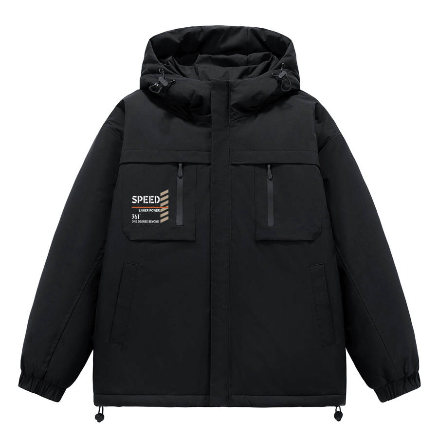361° 361° Puffer Jackets Unisex Hooded Thickened Patchwork Puffer Jacket