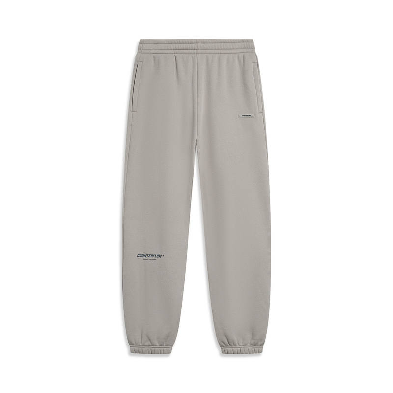 Li-Ning Li Ning CF Tracing Letter Print Fleece Lined Thermal Loose Fit Sweatpants Knitted Sweatpants Men's Rock Ridge Gray