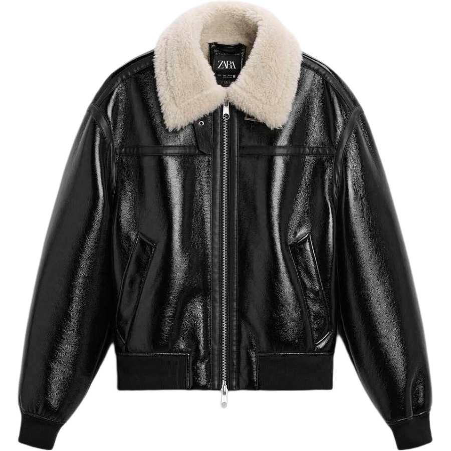 ZARA ZARA Leather Jacket Men's Black