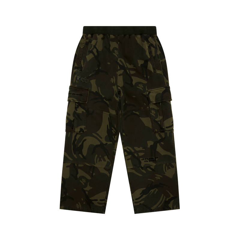 Aape x ALPHA INDUSTRIES FW24 Hip Hop Street Style Camouflage Thickened And Fleece Lined Cargo Pants Men's Green