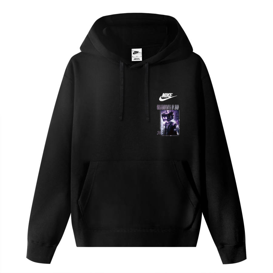 Nike Nike Sportswear Club Evil Purple Fleece Hooded Casual Sports Print Comfortable Sweatshirt Unisex Black