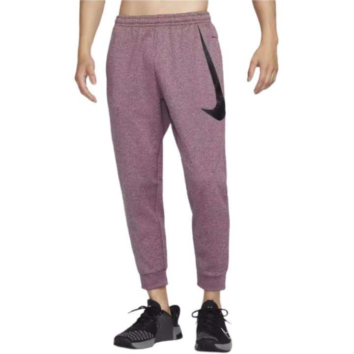 Nike Nike Therma FIT Lace Up Fashion Versatile Fleece Lined Knitted Sweatpants Men's Bright Burgundy Red
