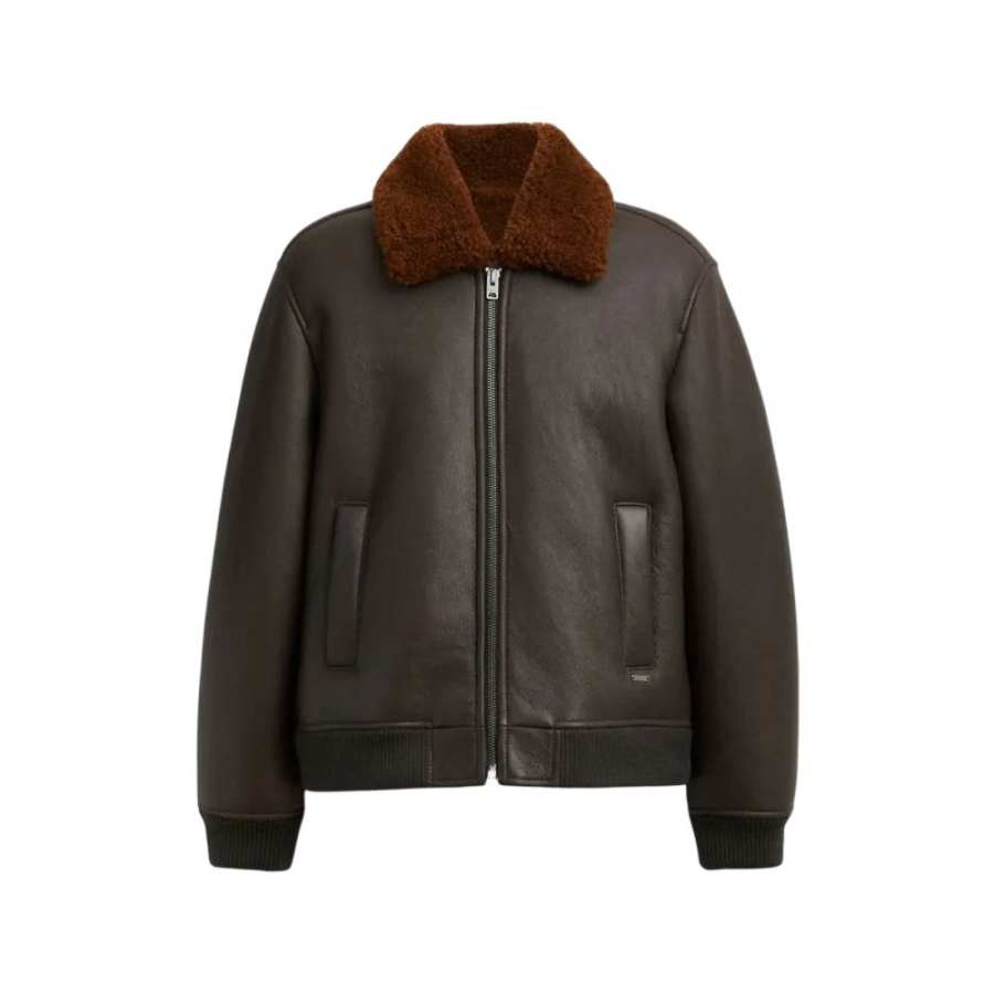 COACH COACH Leather Jacket Men's Dark Umber