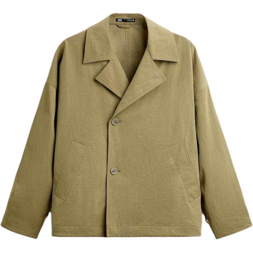 ZARA Trench Coat Men's Yellow Green