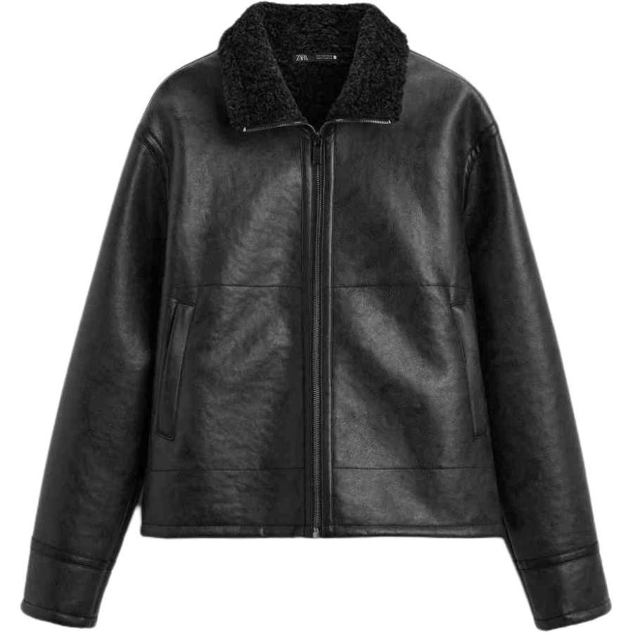 ZARA ZARA Leather Jacket Men's Black