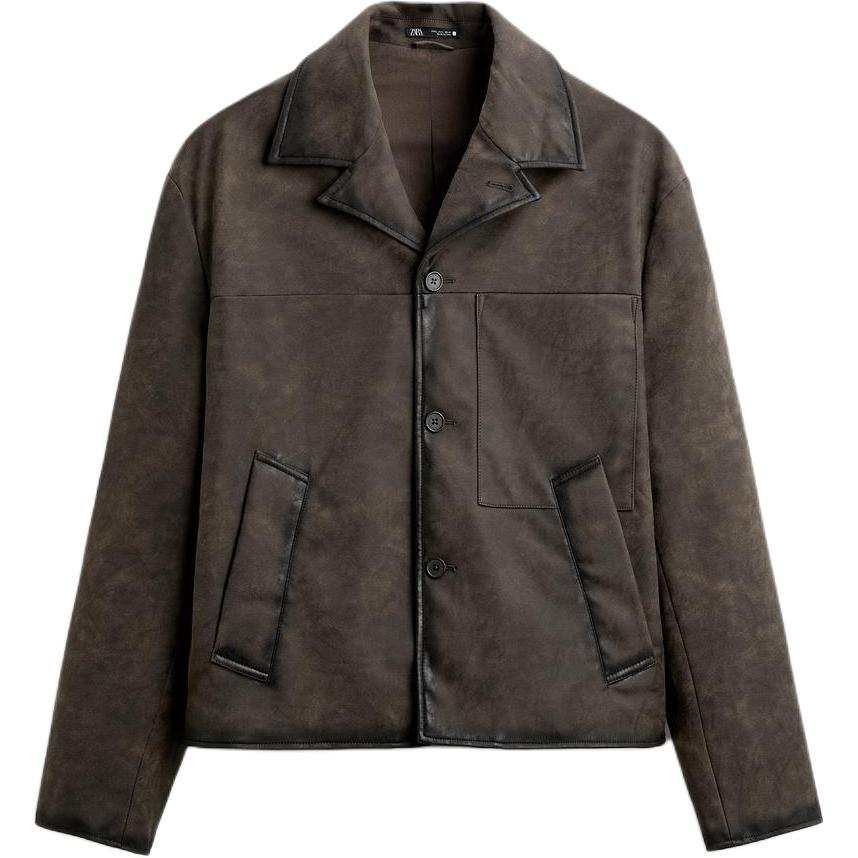 ZARA ZARA Leather Jacket Men's Brown